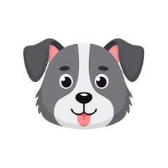 Fototapeta premium Cute cartoon dog face illustration with happy expression and smiling tongue out