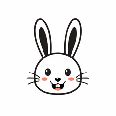 Obraz premium Adorable cartoon rabbit face with big ears, pink cheeks, and a cute smile illustration