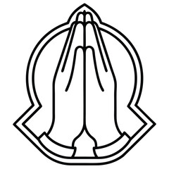 Flat vector icon of praying hands isolated on white background
