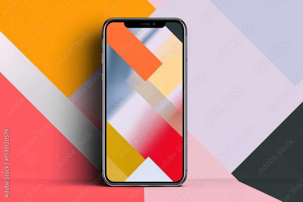 Aufkleber Mobile App Crash Screen With Abstract Geometric Distortion Showcases Vibrant Colors on a Clean Margin for a Visually Striking Effect