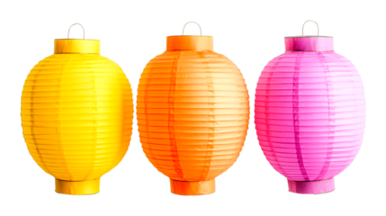 Colorful paper lanterns outdoor festival decorative items vibrant atmosphere isolated on transparent background