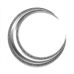 Ornate Silver Double Crescent Moon Design on White
