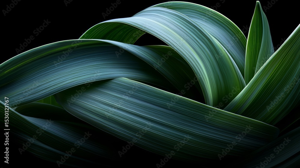 Poster green leafy plant with a twisted stem. the leaves are curled up and twisted together. the image has 