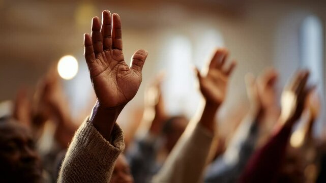 Closeup of hands being raised in worship, representing the ability of a Christian leader to uplift and inspire their community through their faith.