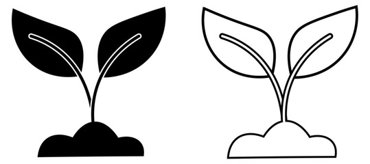 Simple plant seedling sprouts in soil illustration