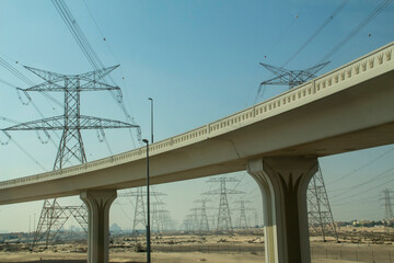Fototapeta premium bridge over the High voltage tower