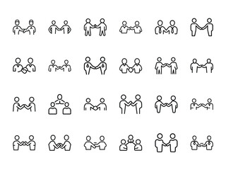 A comprehensive collection of handshake icons representing agreement collaboration and partnership