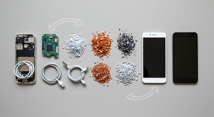 E-waste Circular Economy Concept A Flat Lay with Recycled Materials