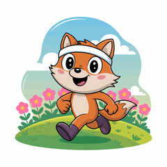 Fox Running with Headband