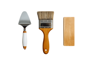 Top-view decorator finishing tools isolated, no background