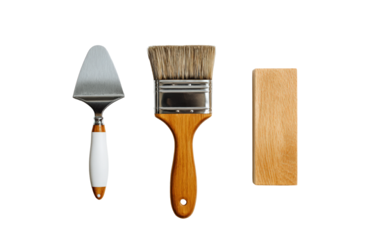 Top-view decorator finishing tools isolated, no background