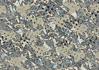 Camouflage backdrop with linear and butterfly wings elements for fabrics or covers. Colored ornamental butterfly motifs for batiks, carpets, tiles, fashion trends, textiles, wallpaper, dynamic posters