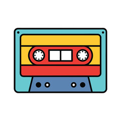 Flat Vector Icon of Cassette Tape Vintage Music Media