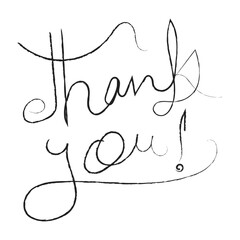 Thank you greeting ink brush vector calligraphy. Thank you in Hand drawn or handwritten calligraphy Inscription sign water color appreciation card. Modern brush calligraphy, gratitude word