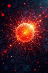 A burnished sphere radiates vivid orange light surrounded by a galaxy of twinkling stars and energy sparks showcasing the beauty and mystery of the universe in cosmic space.