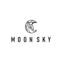 simple minimalist moon logo design with elegant line concept as a symbol illustration template for a product and business brand