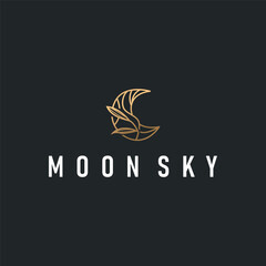 simple minimalist moon logo design with elegant line concept as a symbol illustration template for a product and business brand