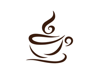 Simple Coffee Cup Vector Art with Steam Swirl Design