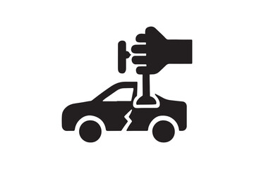 Car Dent Repair icon silhouette vector with white background