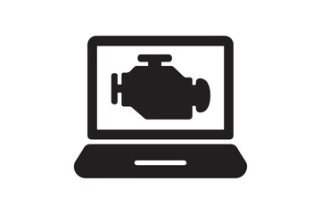 Engine Diagnostics silhouette vector with white background