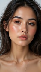 Obraz premium Woman with Makeup Posing with Soft Lighting