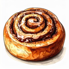 Golden Brown Cinnamon Roll with Glaze