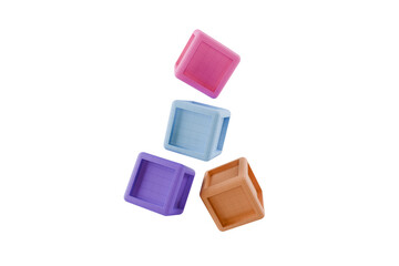 3d building block alphabet cubes, on transparent background