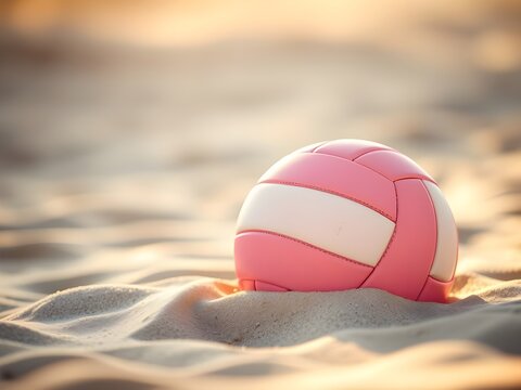 pink volleyball on the beach