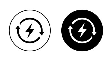 Renewable energy icon on black circle. Sustainable power sign symbol. Green environment concept