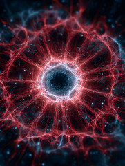 Abstract Energy Network With Glowing Red And Blue Details On Dark Background