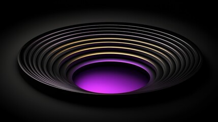 Fototapeta premium Purple and gold circle with a black background. The circle is the main focus of the image