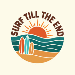 Retro Surf Till The End Illustration for Coffee Mug.eps
