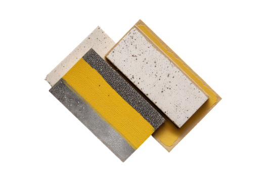 Top-view painting tool set flat lay, no background