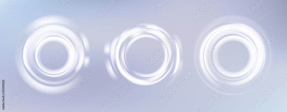 Poster White Light Glow Effect. Abstract Shine Rings on a White Background. Vector Round Neon Shape. Flare Circular Design Elements.