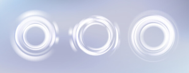 White Light Glow Effect. Abstract Shine Rings on a White Background. Vector Round Neon Shape. Flare Circular Design Elements.
