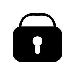 black glyph lock icon vector illustration