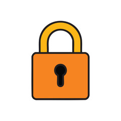 Orange Padlock Icon: A simple, bold illustration of an orange padlock with a yellow top, symbolizing security, safety, and protection.
