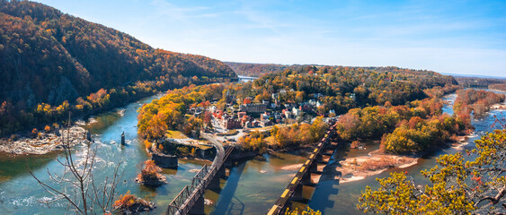 Aerial View of Lower Town and River Confluence as Seen from Maryland Heights Trail, Harpers Ferry