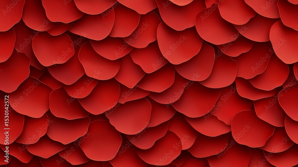 Poster Red background with red petals scattered all over it. The petals are arranged in a way that they look like they are falling from the sky. The image has a romantic and dreamy feel to it