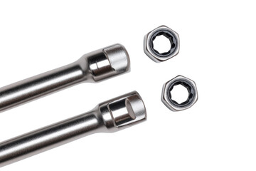 Studio flat-lay socket head assortment, no background