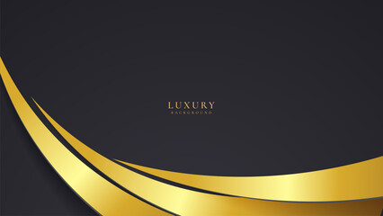 Abstract curve shape black and gold lines luxury background