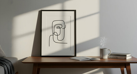 Abstract Line Art Face Print Minimalist Black and White Wall Decor