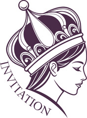 Regal Invitation Insignia Featuring a Crowned Profile Design – Perfect for Royal-Themed Events and Celebrations