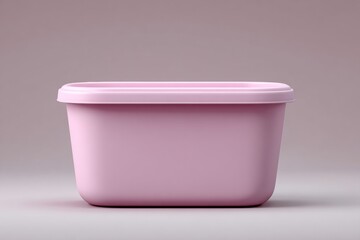 A pink rectangular plastic container, perfect for storing items with its clean design.
