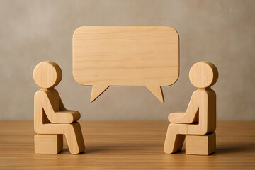 Effective Communication Wooden Figures Representing Dialogue and Conversation