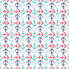 Colorful Anchor of boat. Seamless nautical pattern and marine icons. Abstract repeat patterns background design.