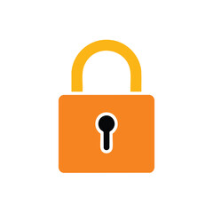 Digital Security Lock: A visual representation of security and protection, a bold orange padlock, emphasizing the concept of safety, privacy, and confidentiality.