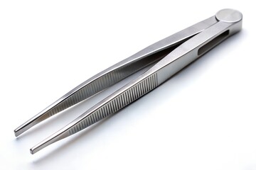 Stainless steel medical tweezers close-up highlighting precise grooming tool