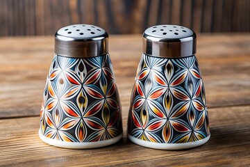 Floral hand-painted salt and pepper shakers adding elegance to kitchen setting