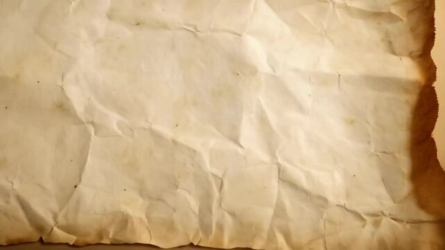 Background texture of an aged and creased parchment paper, with folds and subtle brown stains, depicting vintage, antique or aged material